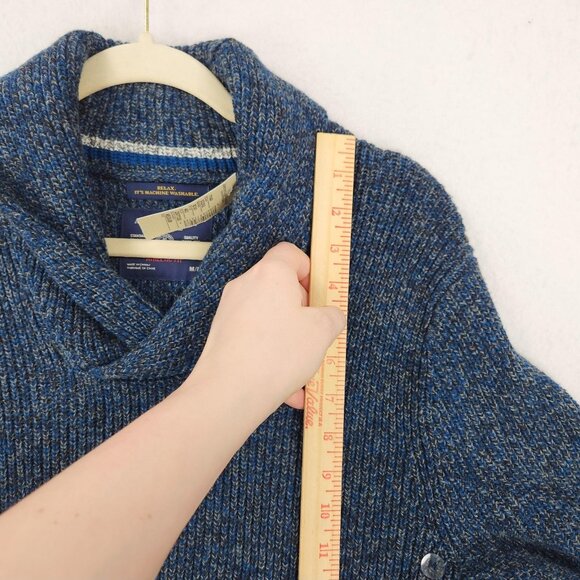 American Eagle Sweater Mens Medium Blue Shawl Collar Athletic Fit Wool Blend NEW - Picture 5 of 10